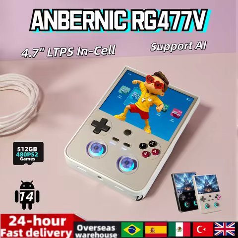 ANBERNIC RG477V Portable Game Console Android 14 12GB RAM 256GB 4.7" LTPS DSP WiFi BT HDMI Dimensity 8300 RG 477V PS2/PSP Games