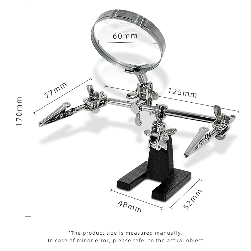 Third Hand Soldering Iron Stand Clamp Helping Hands Clip Tool PCB Holder Electrical Circuits Hobby with  Magnifying Glass