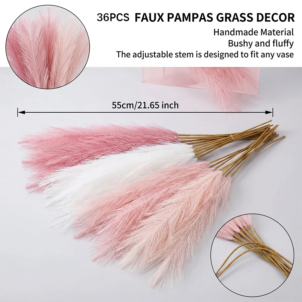 36 Stück Rosa Flauschiges Küns – Pampas Grass Decor Bewertung und Preis