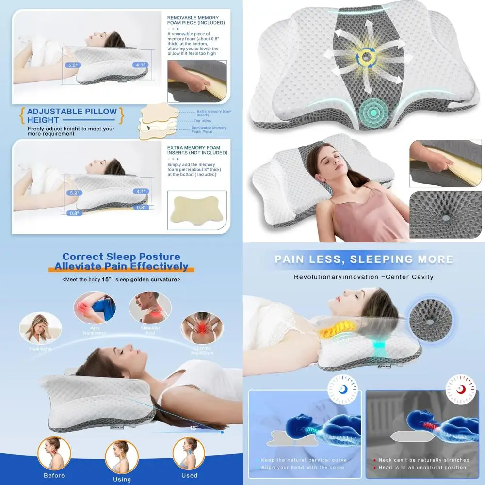

Ergonomic Orthopedic Memory Foam Pillow for Cervical Support and Comfortable Sleep