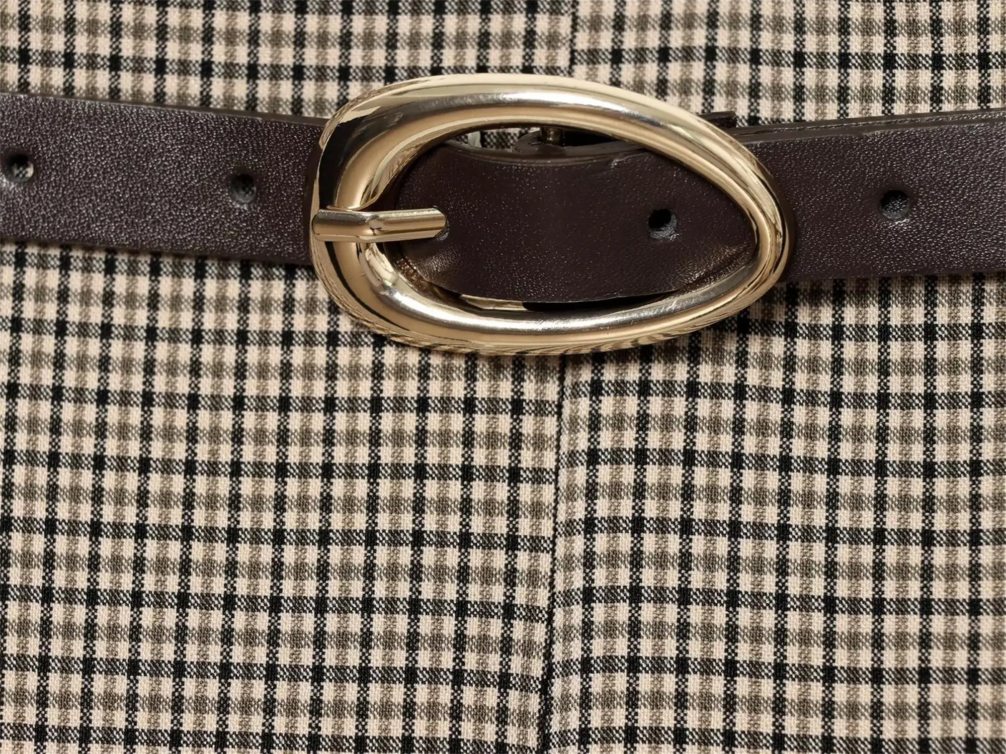 Damen Zweiteiler-Outfit: Ärmelloses O-Ausschnitt-Top, Blazer, Hochgeschnittene Weite Hose mit Gürtel, Eleganter Büro-Look, Neuer Herbstanzug – Detail 14