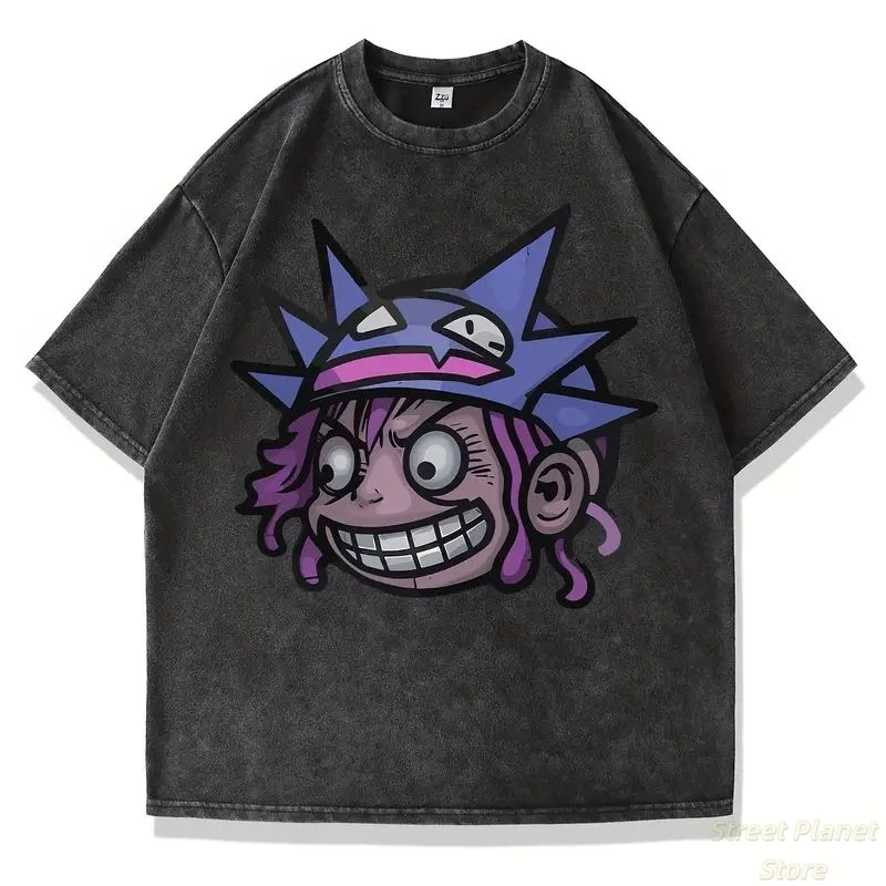 

Harajuku Gothic Y2K Oversized Graphic T ShirtOld Washing Water Creative Cartoon Streetwear TShirt Men Women Short Sleeve Top