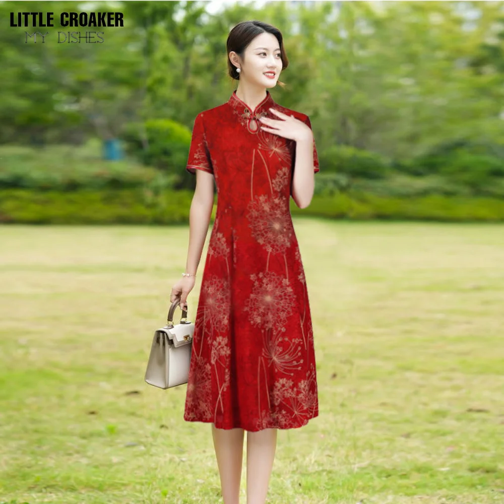 Women Has Pockets for Breathability Coolness and Comfort Improved Qipao Dress for Middle-aged Women Oversized Mother\'s Clothing