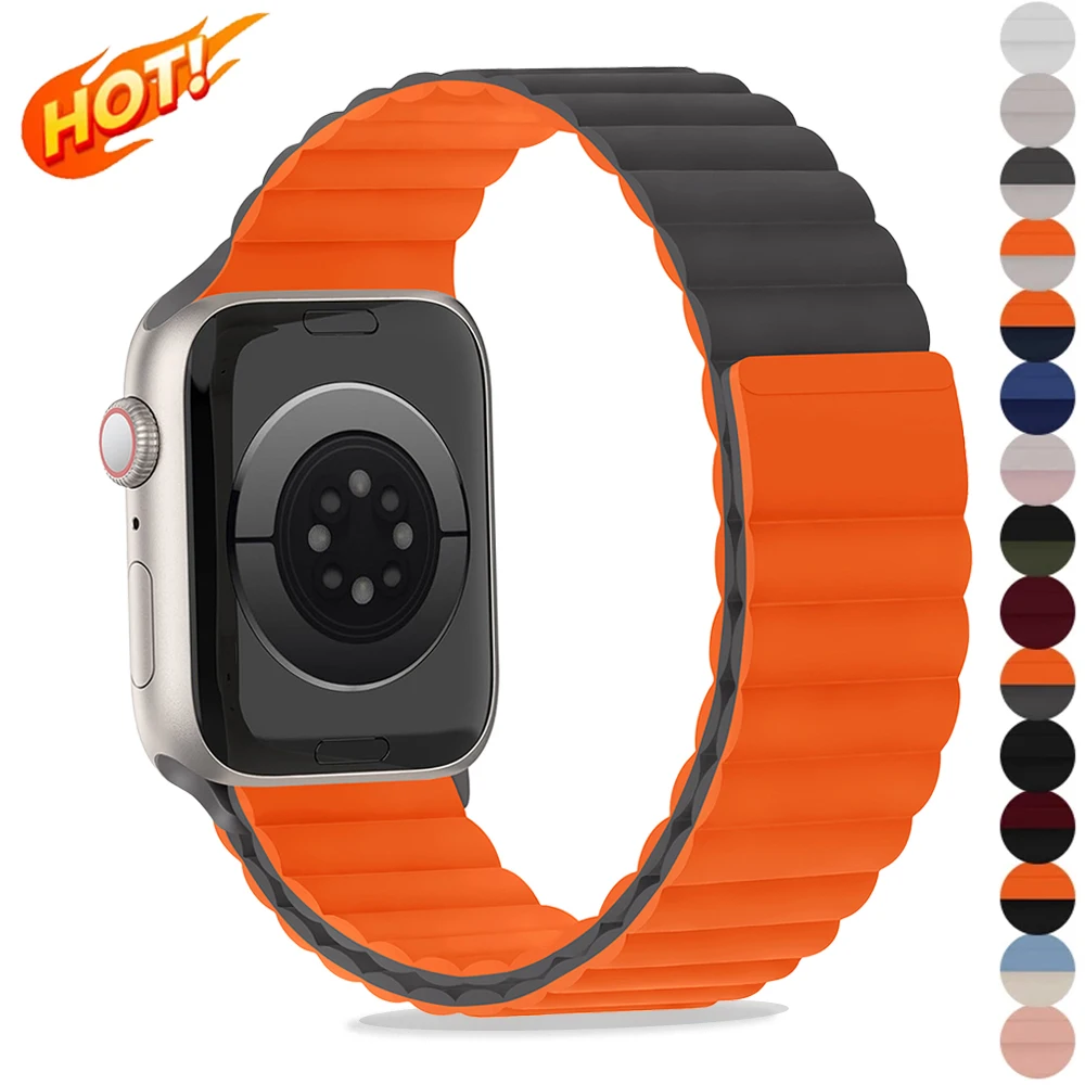 Silikonarmband für Apple Watch Ultra 3 2 49mm 44 46 45 44 42 41mm Wellenmuster Magnetisches Band für IWatch Series 11 10 SE 9 8 7 6