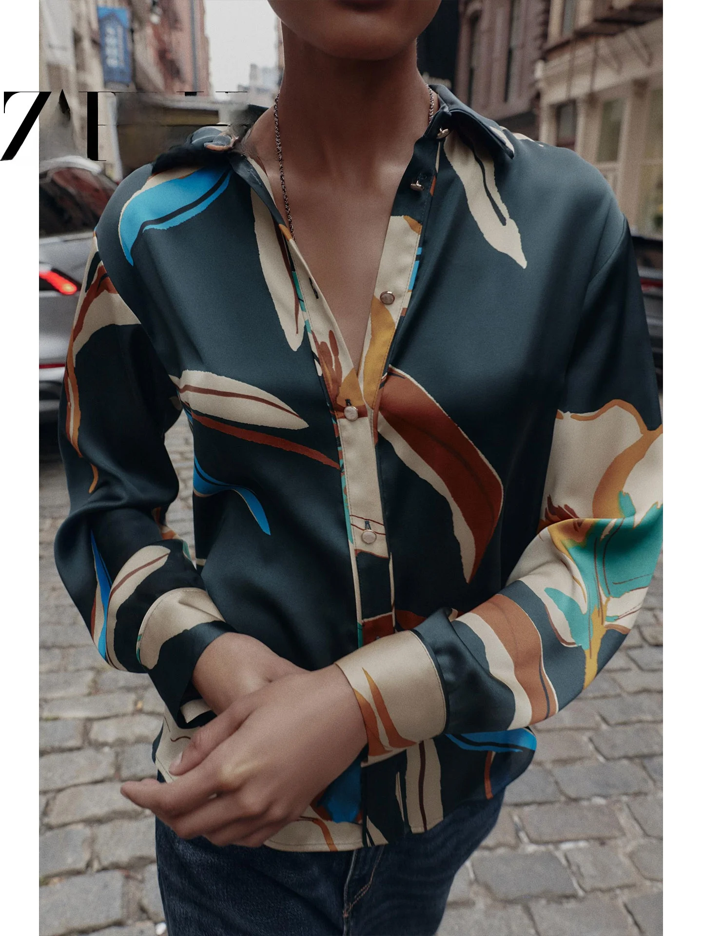 Amerykański luźny długi sweter damski z drapowaniem, nadrukiem, wygodny w dotyku, nowość na zimę 2025, styl vintage.