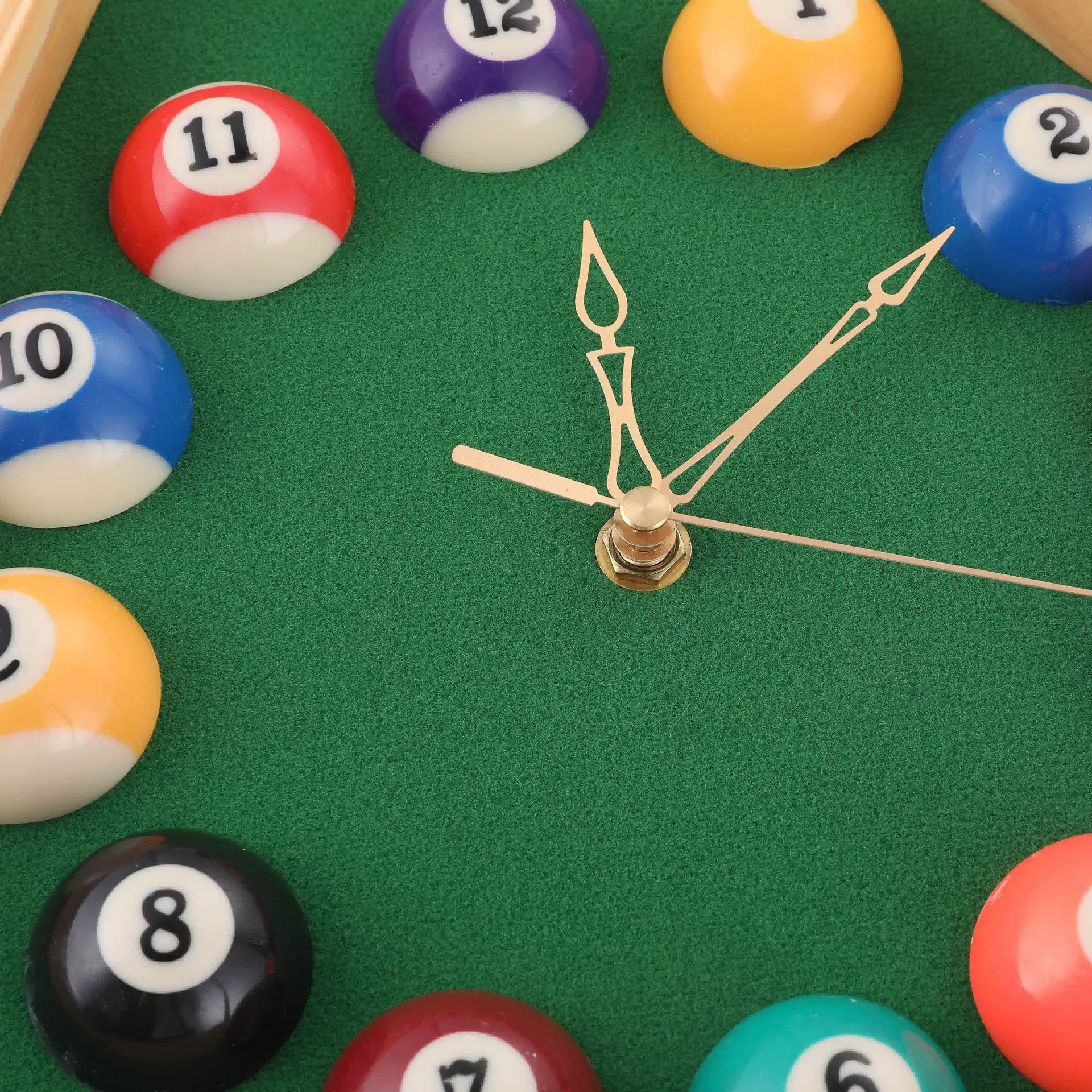 Standard billiard wall clock, triangular wall clock, home ball clock, 13 inch wooden wall clock, time alarm clock