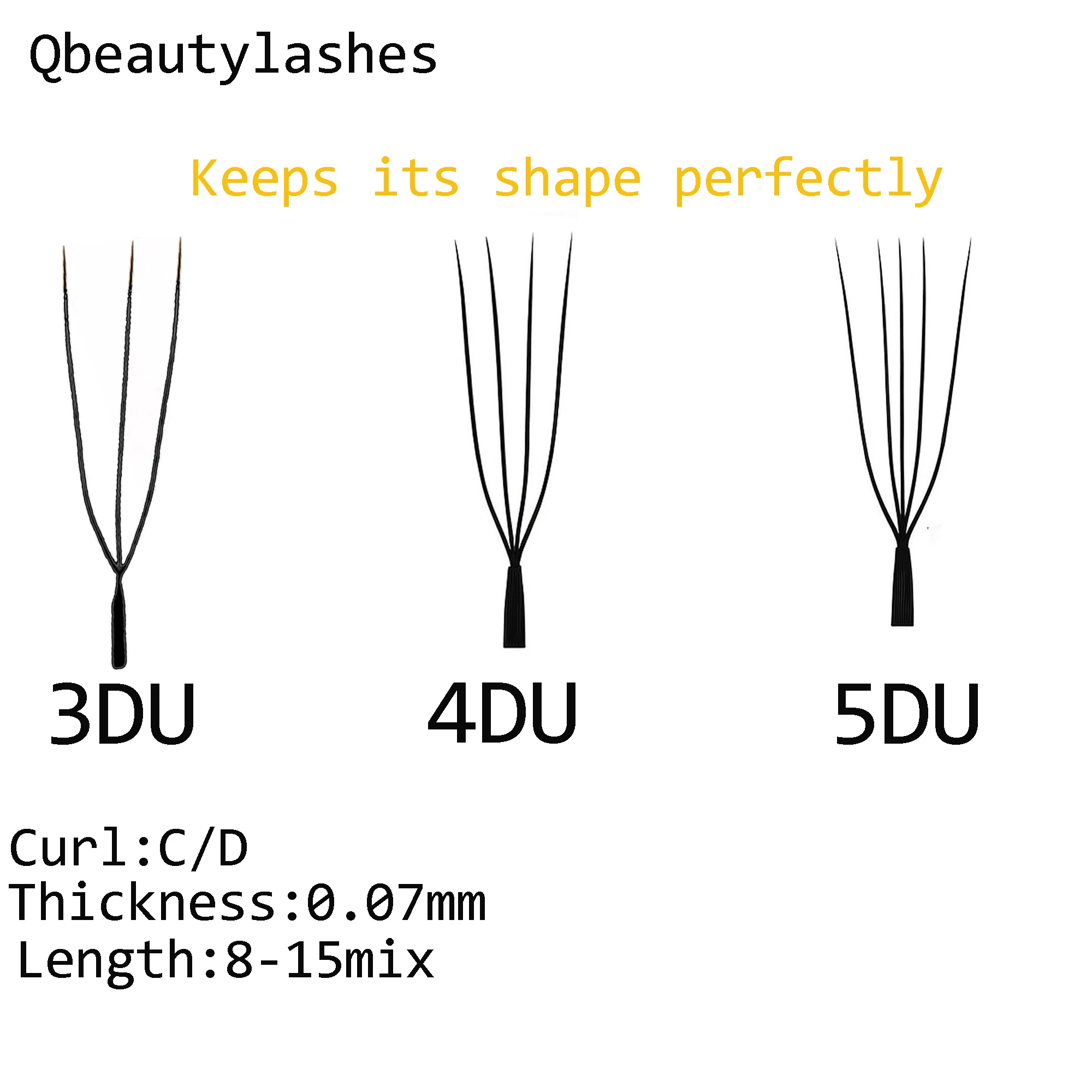 Qbeautyelashes U على شكل YY 3D 4D 5D W رموش تمديد YY طبيعة بلوم الرموش الصناعية المشجعين مسبقة الصنع أدوات التجميل #3