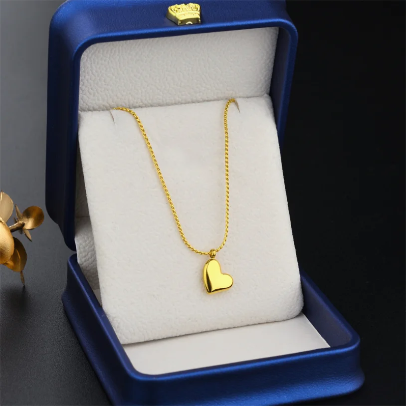 316L Stainless Steel New Fashion Upscale Jewelry Minimalism Love Heart Charms Snake Chain Choker Necklaces Pendants For Women