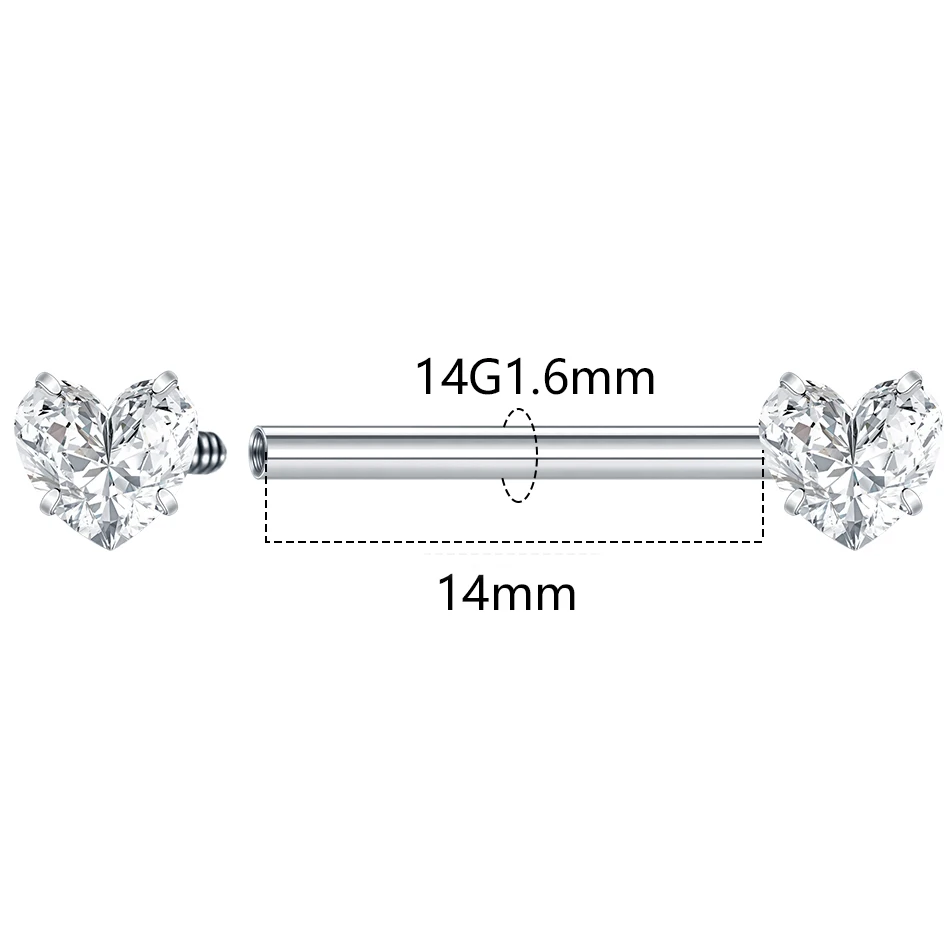 5Pcs Titanium Zricon Nipple Ring Staright Barbell Piercing Internally Threaded Nipple Shield Ring for Women Body Accessaries