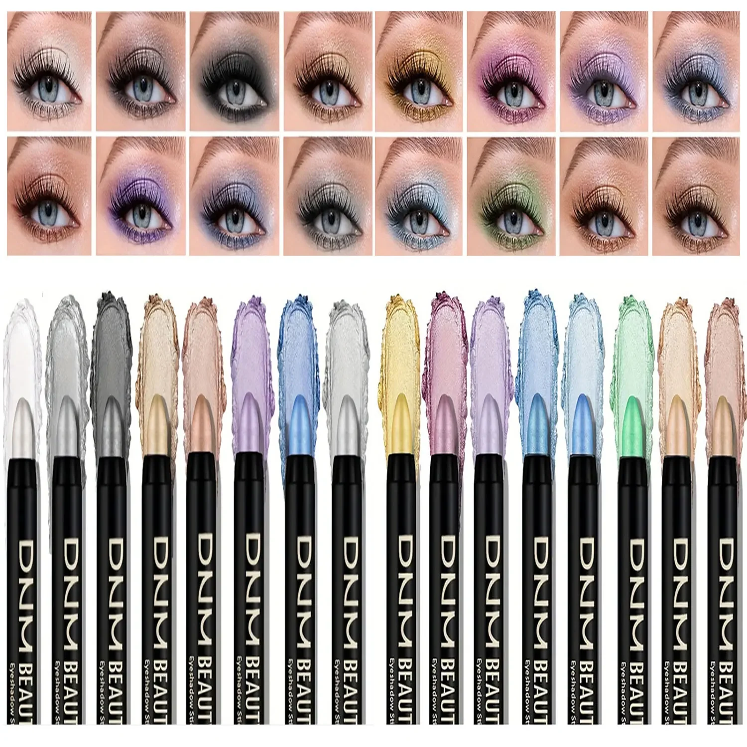 16 Colors Pearlescent Eyeliner, Color Glitter Waterproof Long-Lasting Eye Makeup Non-smudge Eyeliner Pencil Multicolor Options
