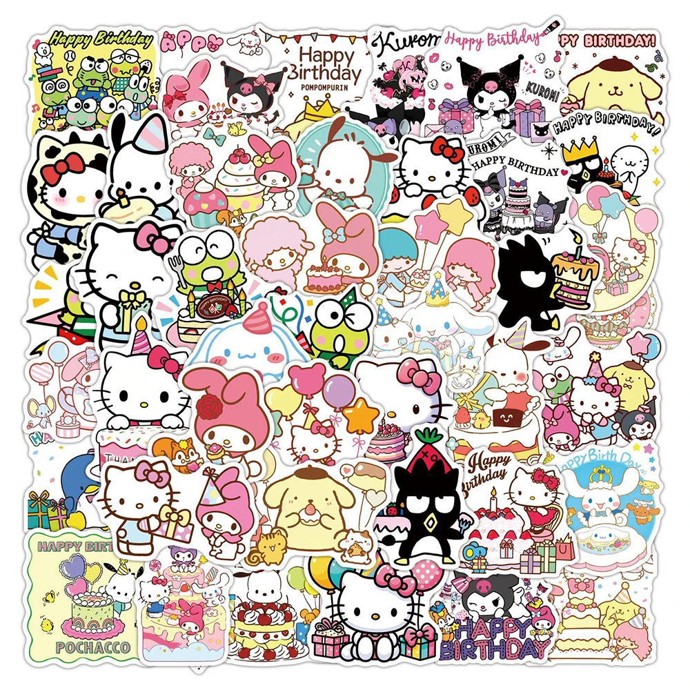 

10/30/50pcs Cute Sanrio Anime Stickers Kawaii Kuromi Cinnamoroll Decals DIY Stationery Guitar Bike Aesthetic Cartoon Sticker Toy