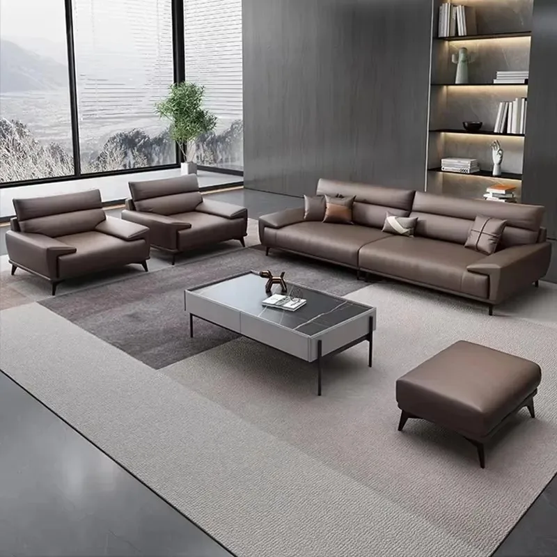 Hot Sale Modern Design Living Room & Home Office 3 Seat Leather Sofa Set Leather Office Furniture أثاث مكتبات Couch