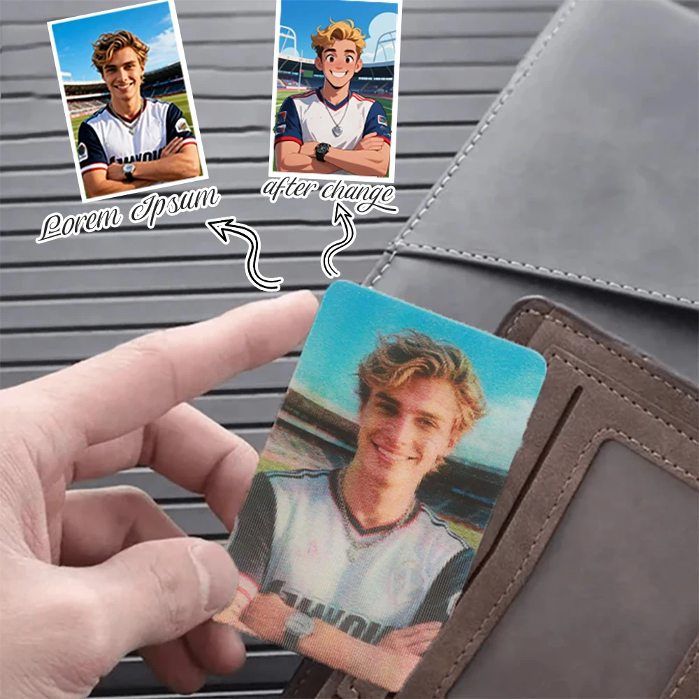 Personalisierte Bild-Raster-Malerei 3D-Geldbörse Karte Geschenk für Sportbegeisterte für Familie und Liebhaber: Personalisierte Foto-Geldbörse