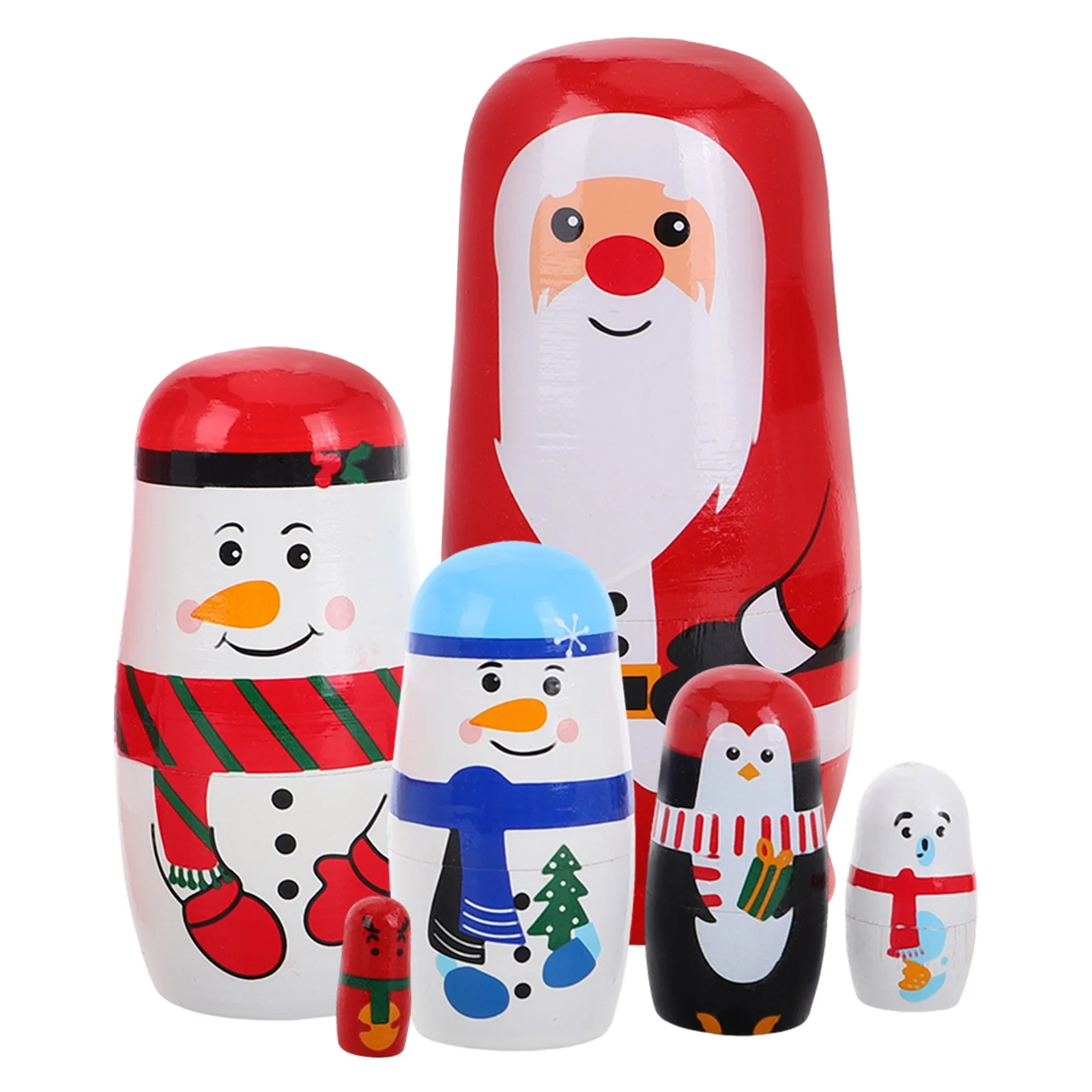 

Christmas Decor Stackable Dolls Craft Crafts Wood Decorative Nesting Gifts