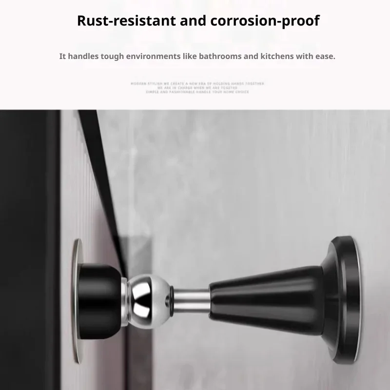 No-Drill Hydraulic Buffer Door Catch, Anti-Collision Wind-Resistant Floor Mount Door Holder, Durable Bathroom Door Hardware