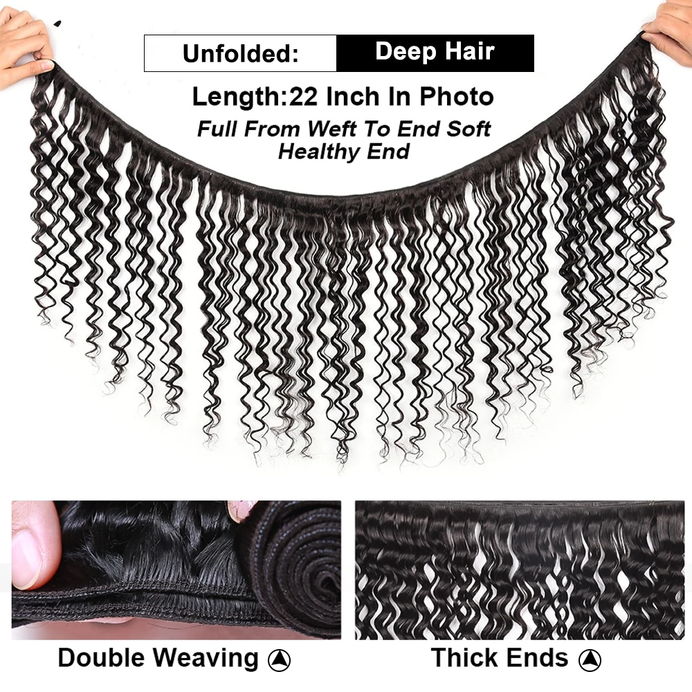 12A Brazilian Deep Wave Human Hair Bundles 100% Unprocessed Virgin Remy Hair Deep Curly Human Hair Weave Bundles