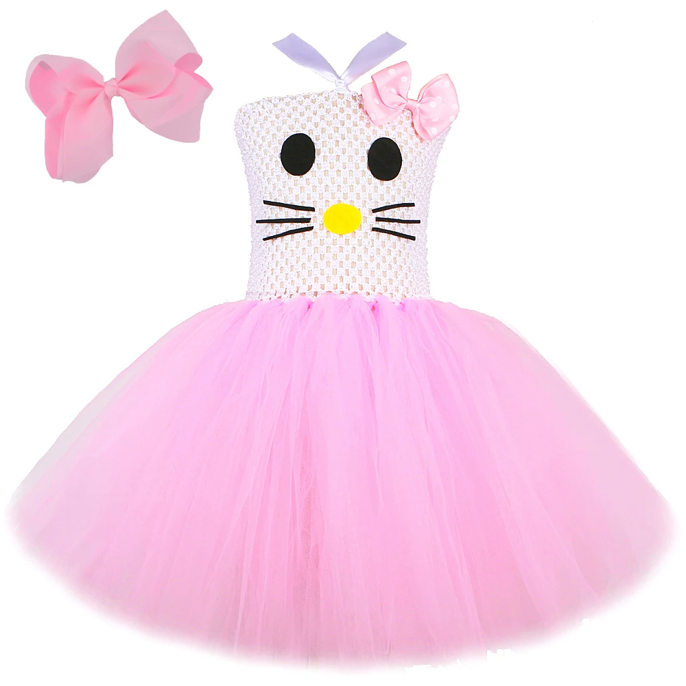 

Cute Pink Kitty Costumes for Baby Girls Birthday Party Halloween Tutu Dress Kids Animal Little Cat Outfit Photoshoot Tutus Set