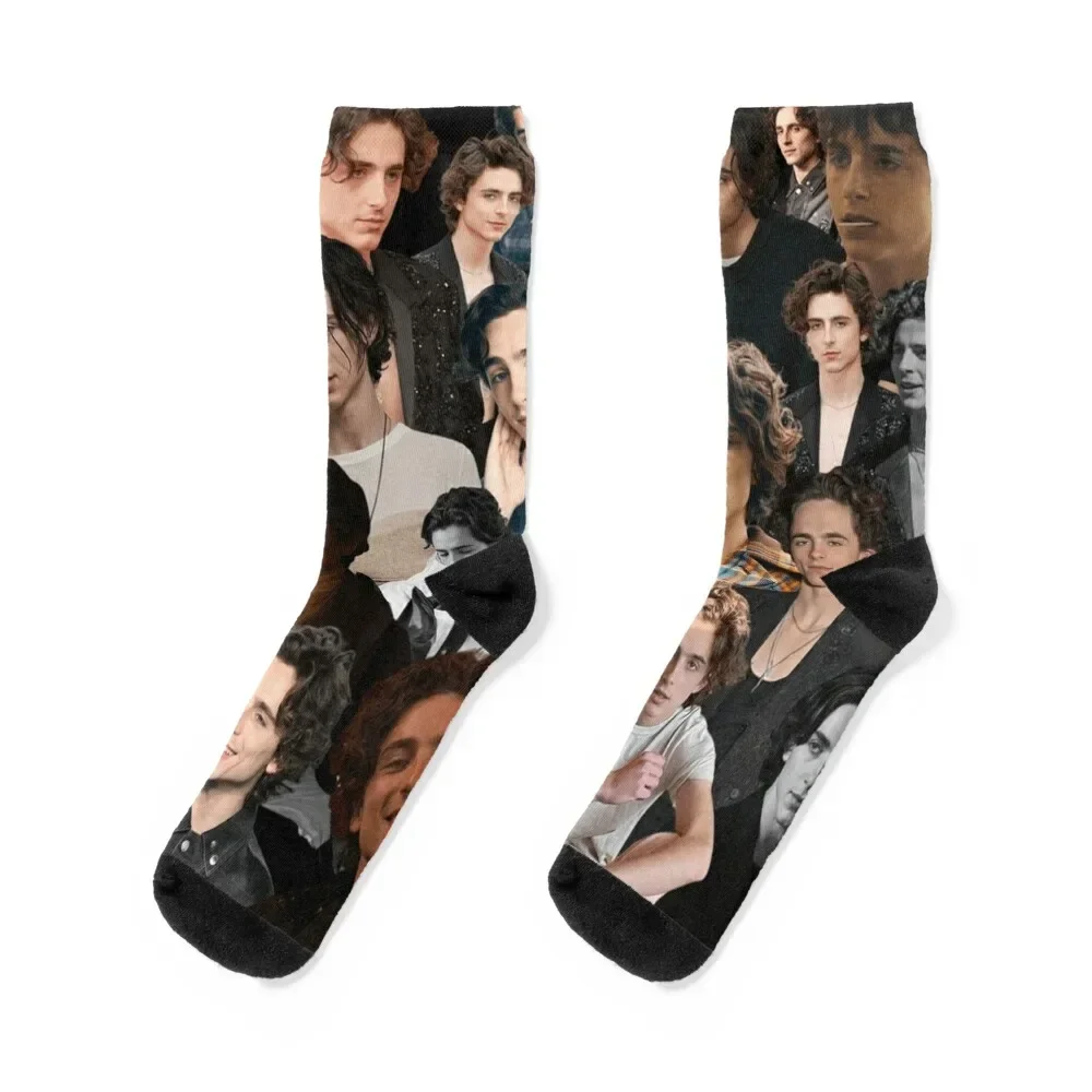 

Timothee Chalamet photo collage Socks Rugby christmas stocking cotton christmas gifts Men's Socks Women's