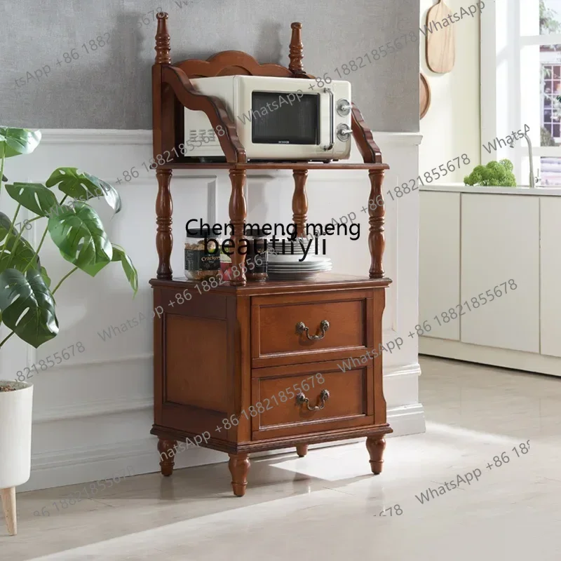 D178 H American Retro Storage Cabinet Solid Wood Microwave Oven Cabinet Oven   Printer  Sofa Side Cabinet