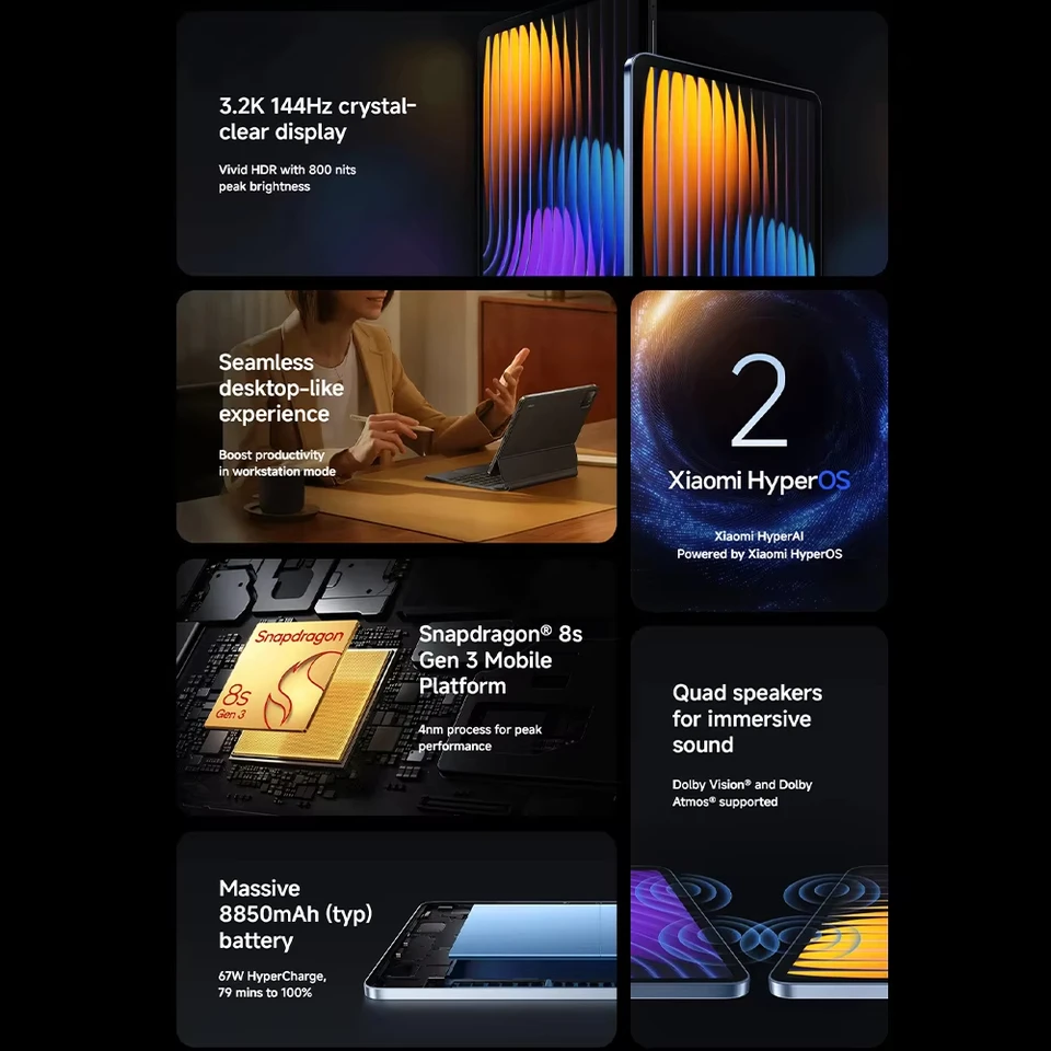 Global Version Xiaomi Pad 7 Pro 128GB 256GB 512GB Snapdragon 8s