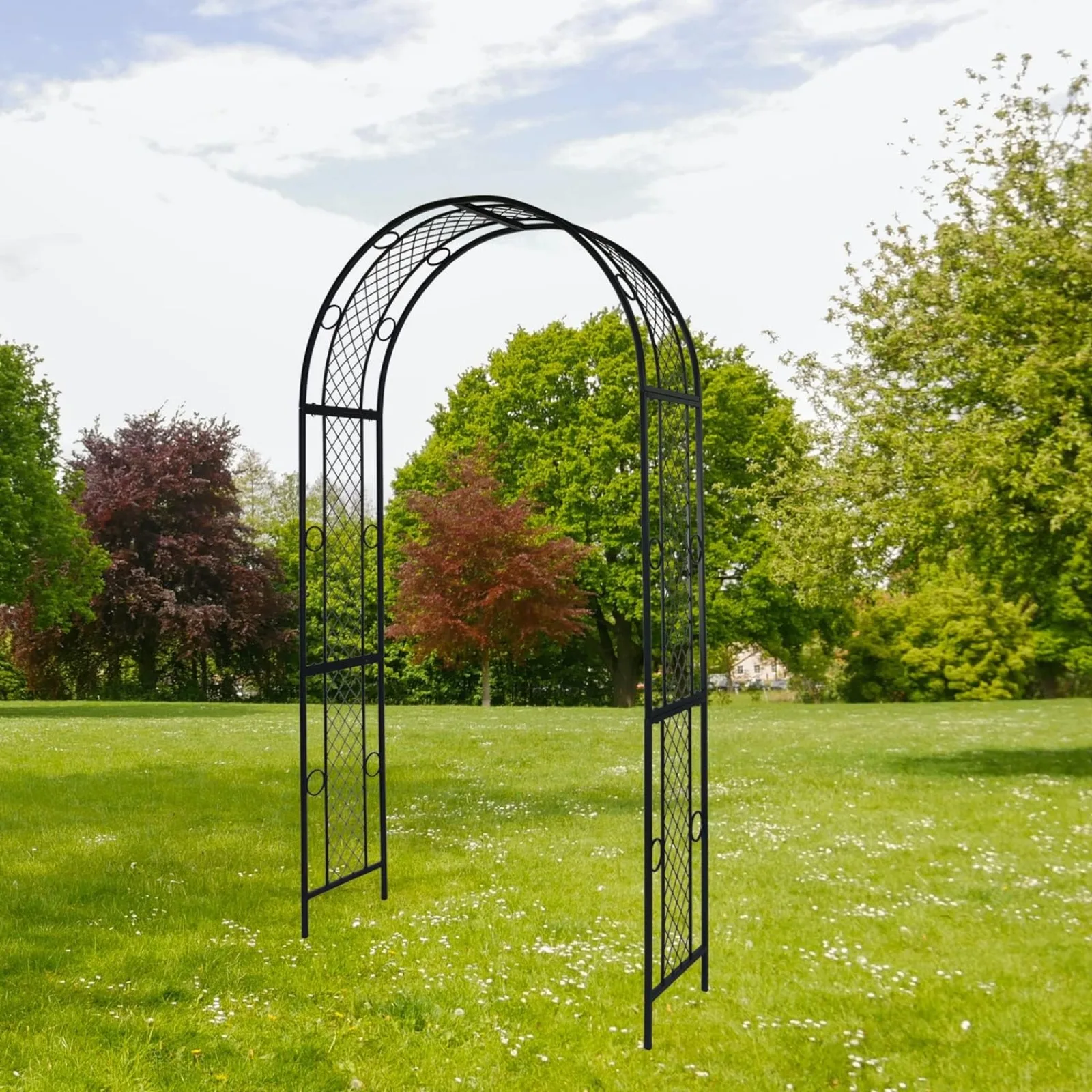 US Metal Iron Garden Arch Arbour Trellis Geometric Beauty Minimalist for Climbing Plants Outdoor Garden Backyard