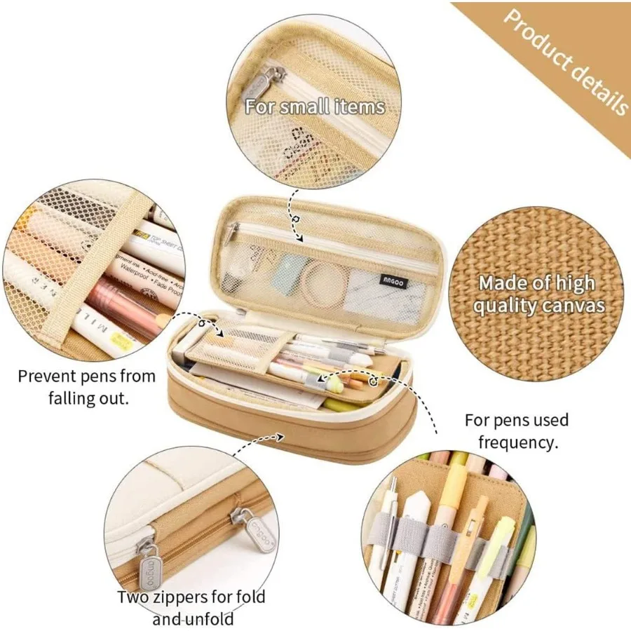 オフィスや旅行用の大容量ペンケース：コンパクトなデザインの高容量バッグポーチホルダーボックスオーガナイザー