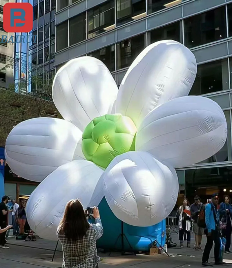 Modelo de flor inflável gigante ao ar livre, primavera e verão decoração de flores, local cênico, camping, pequenos adereços