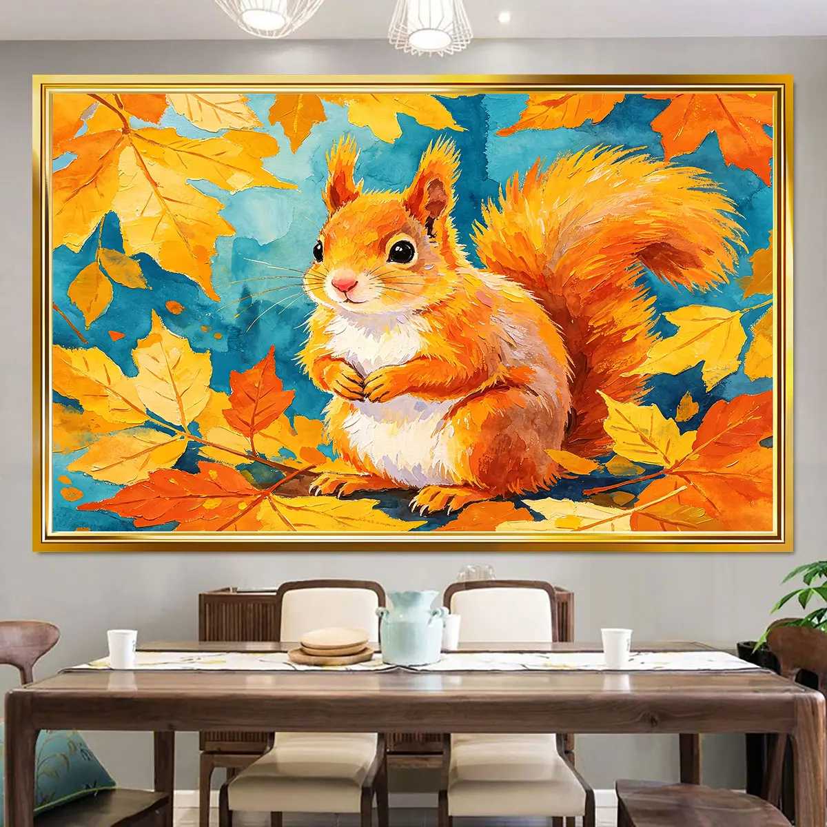PVC self-adhesive autumn squirrel and maple leaf wall stickers for wall decoration and concealing imperfections