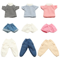 30CM Doll Clothes Fashion Stripe Undershirt Casual Wear Shorts Tooling Style Jeans Pants For 11.5\