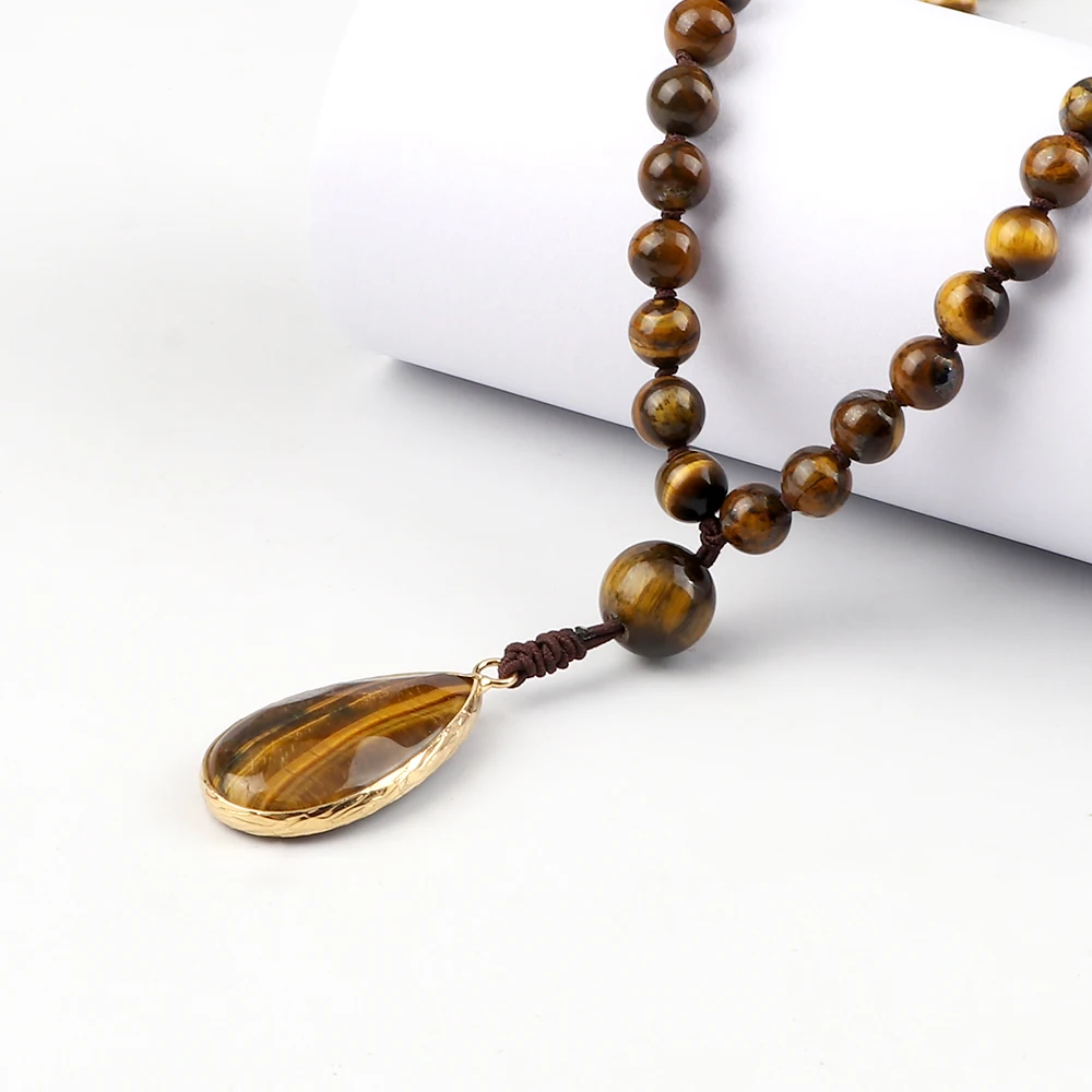 108 اليابانية الخرز القلائد الرجال 6 مللي متر خرز عين النمر قطرة الماء عقد حريمي متدلي سحر حماية الصحة مجوهرات اليوغا هدية #5