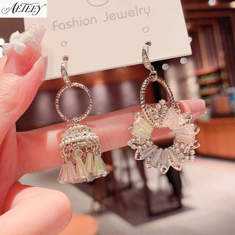 Women Asymmetric Tassel Earrings Retro Ethnic Exaggerated Temperament Dangle Jewelry
