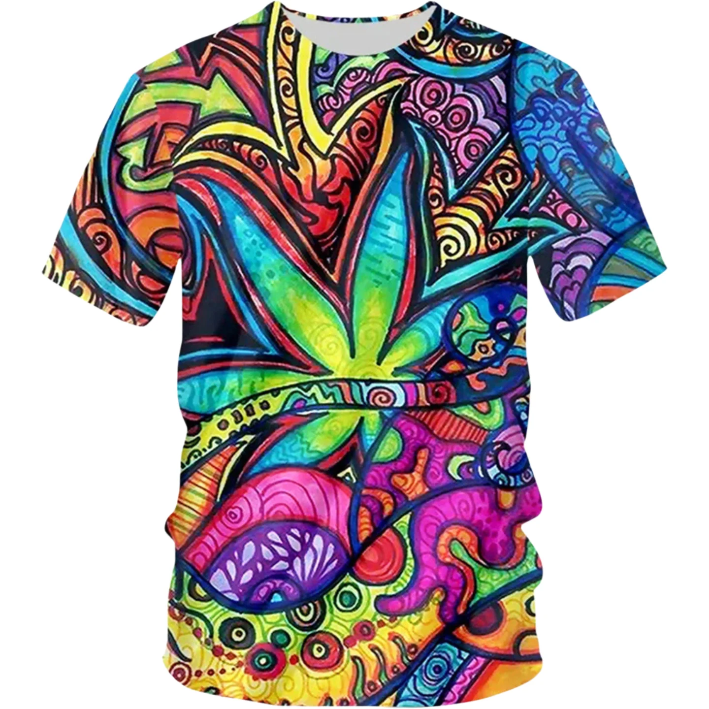 

PIUS SIZE Летняя повседневная футболка с коротким рукавом и круглым вырезом Красочная триповая футболка для мужчин Футболка с 3d принтом и рисунком крутого дизайна