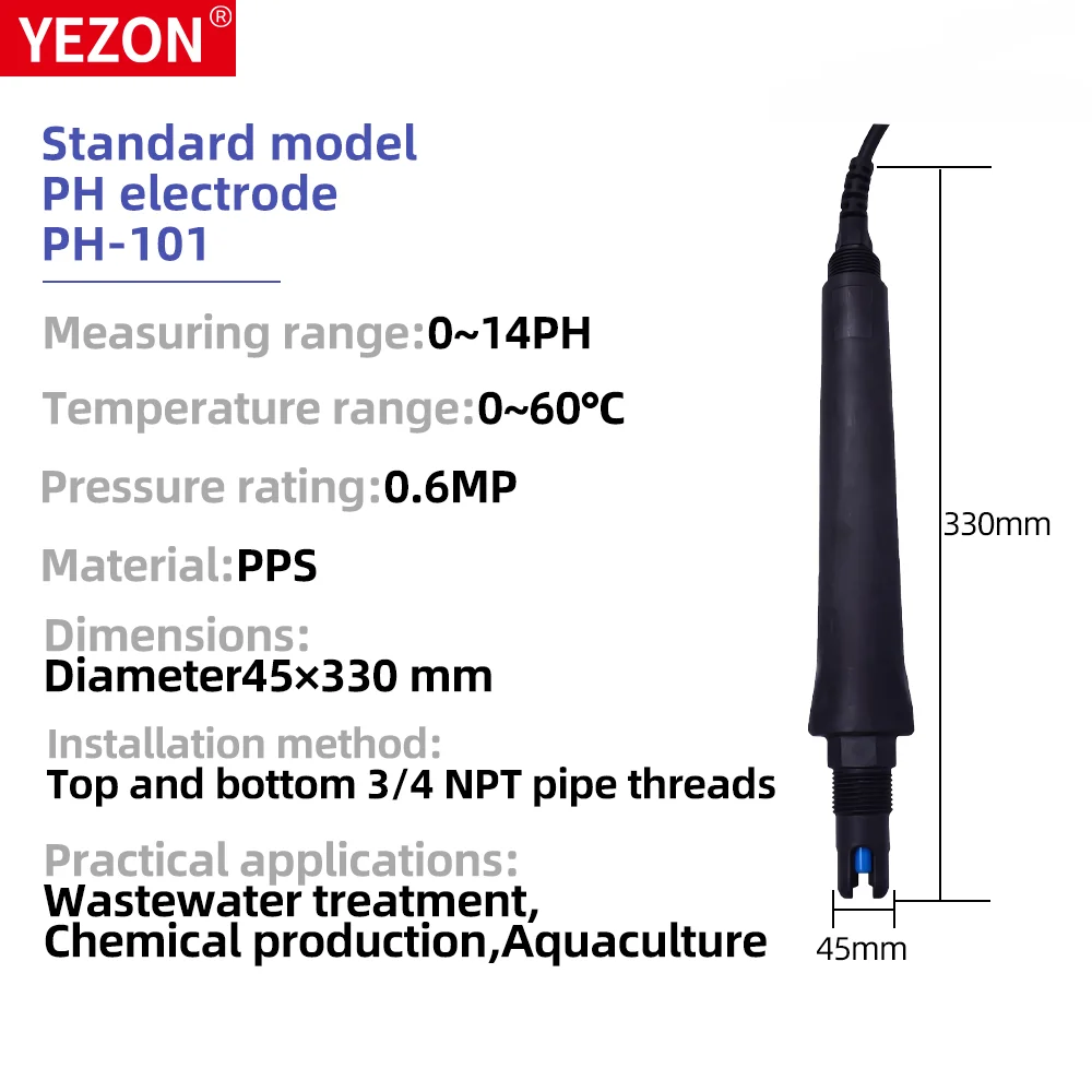 PH Meter for Export RS485 / 4-20mA, High-temperature Resistant, Corrosion-resistant, with Temperature Compensation.