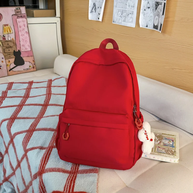 New letter-embroidered backpack for girls, large capacity, lightweight, stylish school backpack for middle and high school girls
