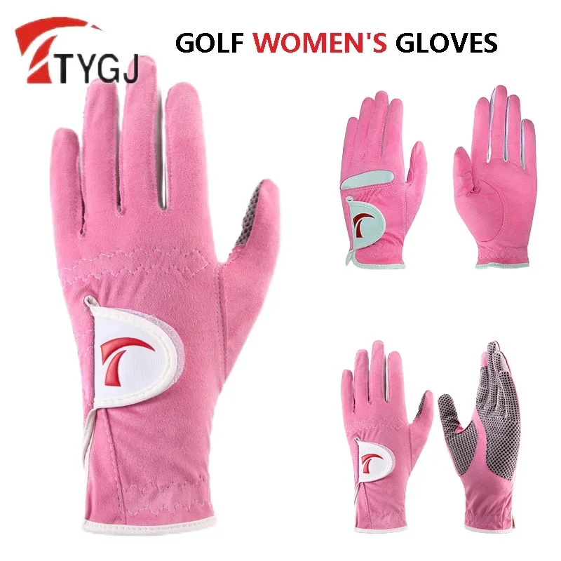 TTYGJ 1 Pair Women Anti-Slip Granules Golf Gloves Ladies Breathable Left Right Hand Gloves Extended Sweat Absorption Mittens