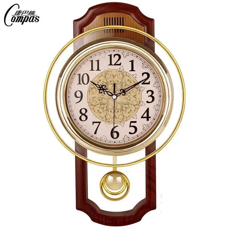 European style retro swing wall clock living room simple fashion wall watch bedroom silent quartz clock modern clock