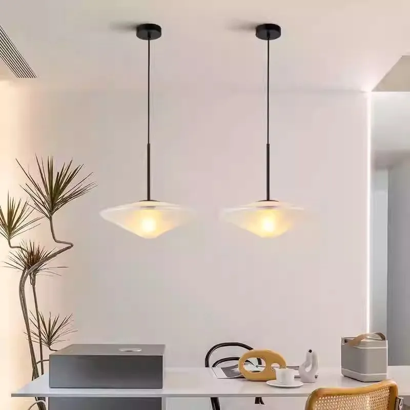 Modern Flying Saucer Glass Pendant Lights Restaurant Bedroom Bedside