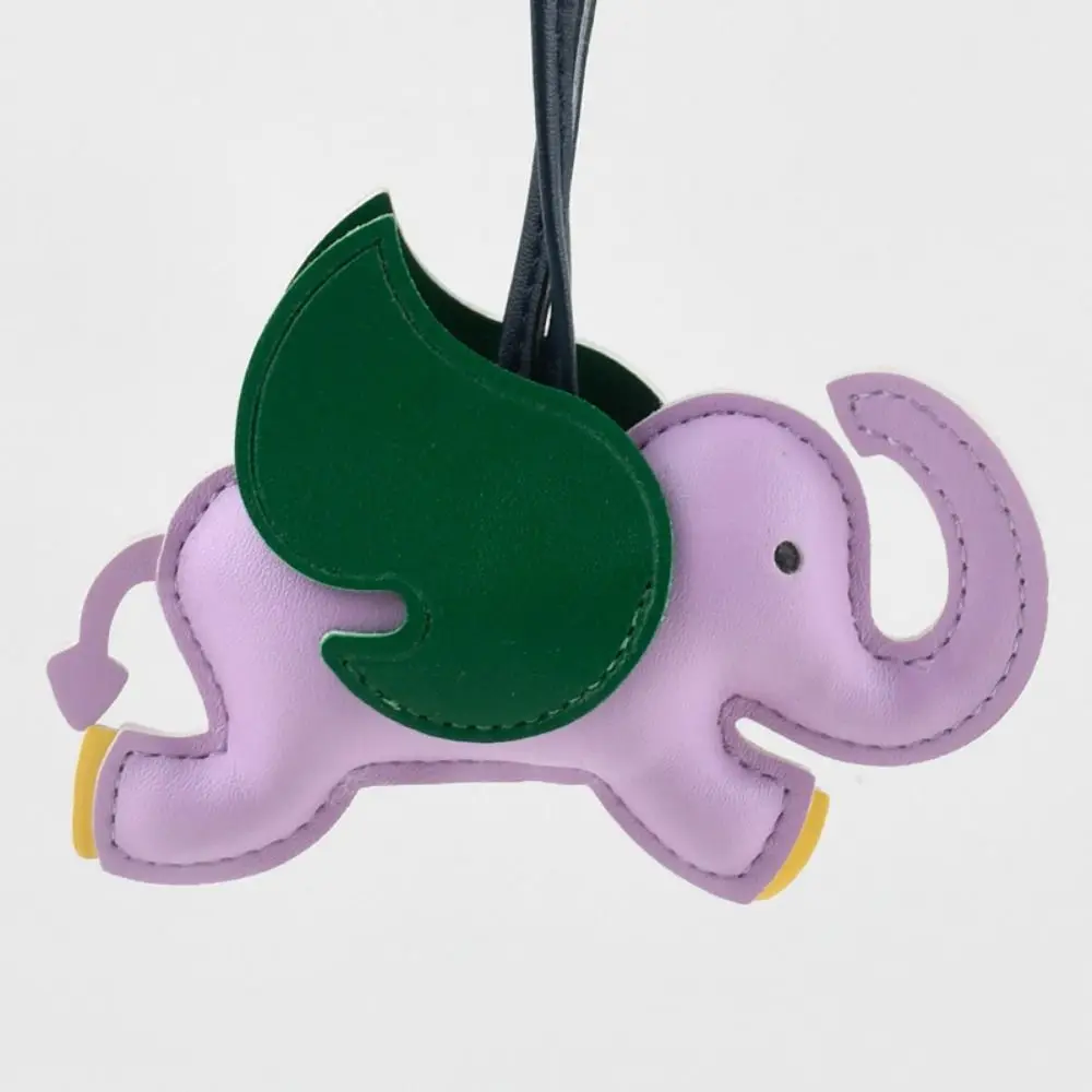 Multi-color PU Leather Flying Wings Elephant Keychain Animal Car Keyring PU Leather Hanger Fashion 16 Colors Bag Pendant Women