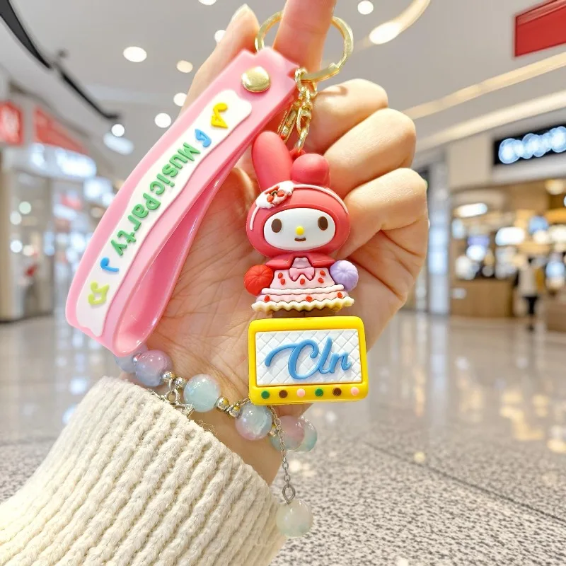 New Music Party Sanrio Hello Kitty Portachiavi Cartoon Melody Ragazzi e ragazze Zaino Ciondolo Portachiavi per auto con bambola carina