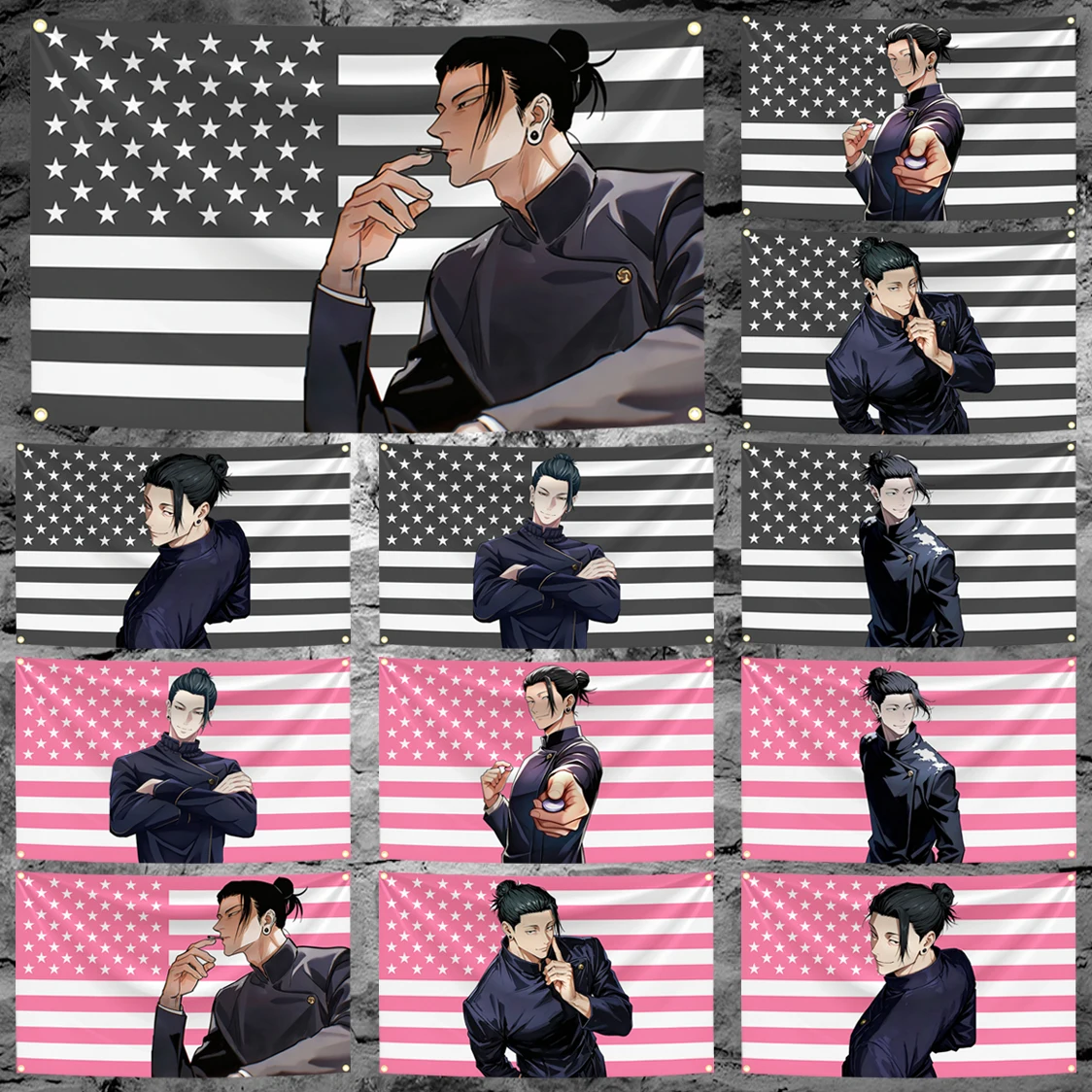60x90cm 90x150cm 120x180cm Geto Suguru Anime American Flag Jujutsu Kaisens Tapestry JJK Wall Banner Flags for Bedrooms Decor