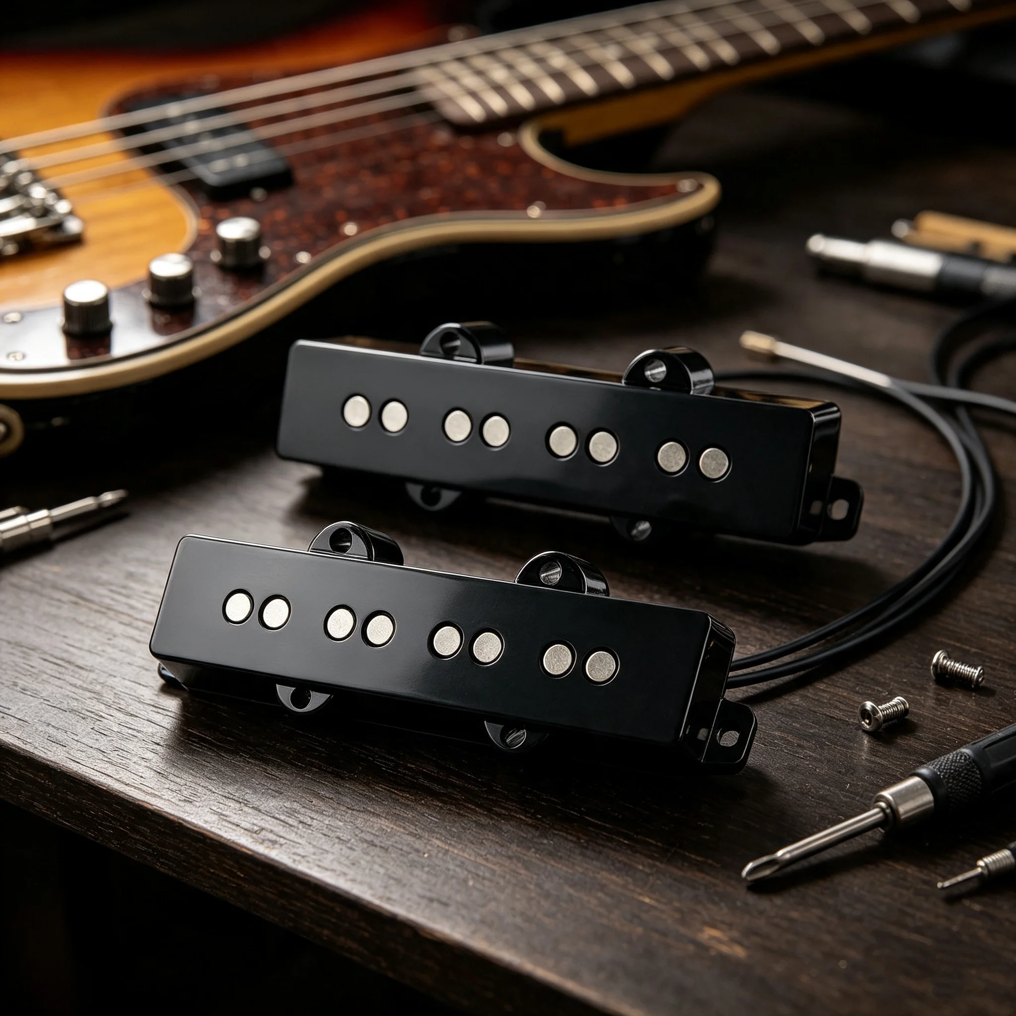 RUKOVA  4 String Electric J-Bass Guitar Pickups Set | Alnico 5 Magnets, Vintage Warm Tone Jazz Bass Neck & Bridge Pickups