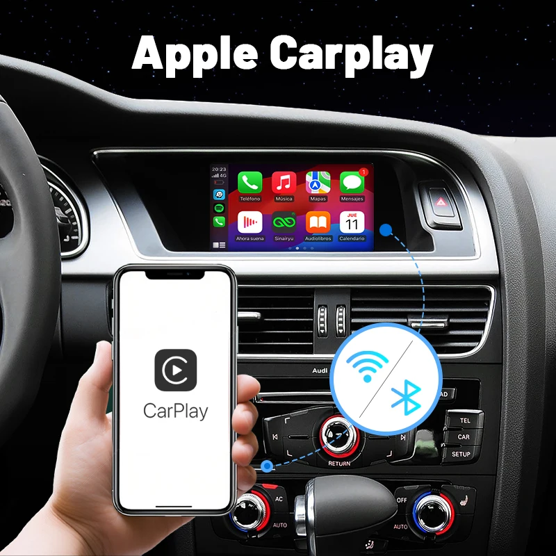 Sinairyu Wireless Apple CarPlay Android Auto Interface for Audi A4 A5 Q5 2009-2015, with AirPlay Mirror Link Car Play Functions