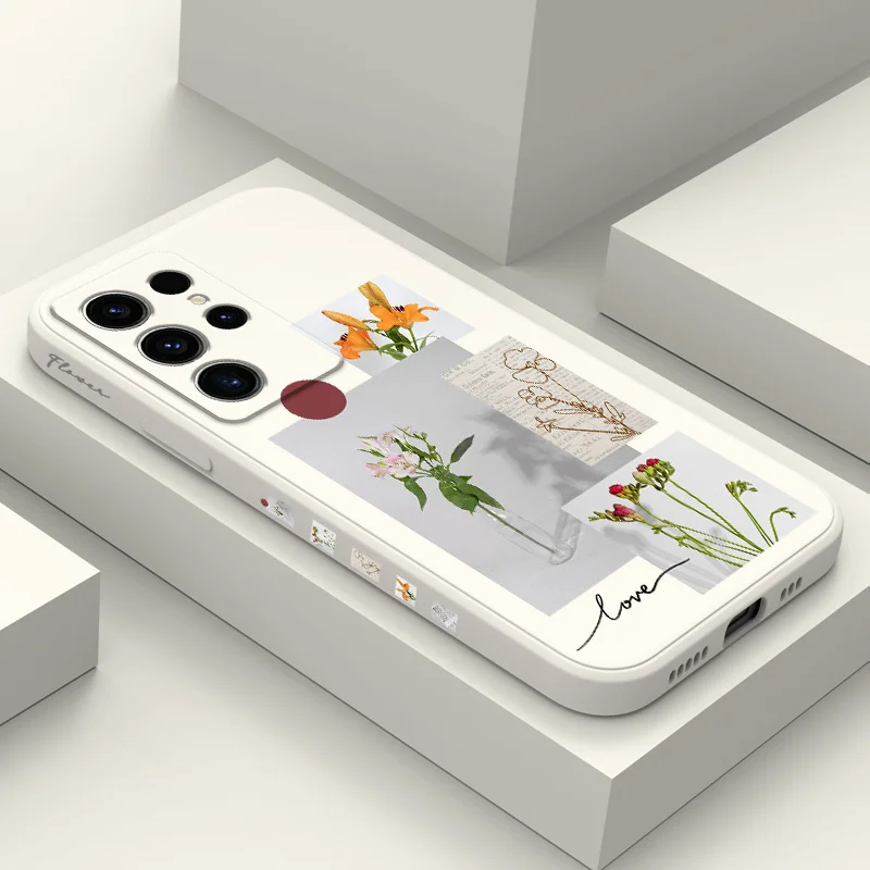 

Quiet Flowers Phone Case For Samsung Galaxy S25 S24 S23 S22 S21 S20 S10 S10E Ultra Plus FE Note 20 Ultra Plus Cover