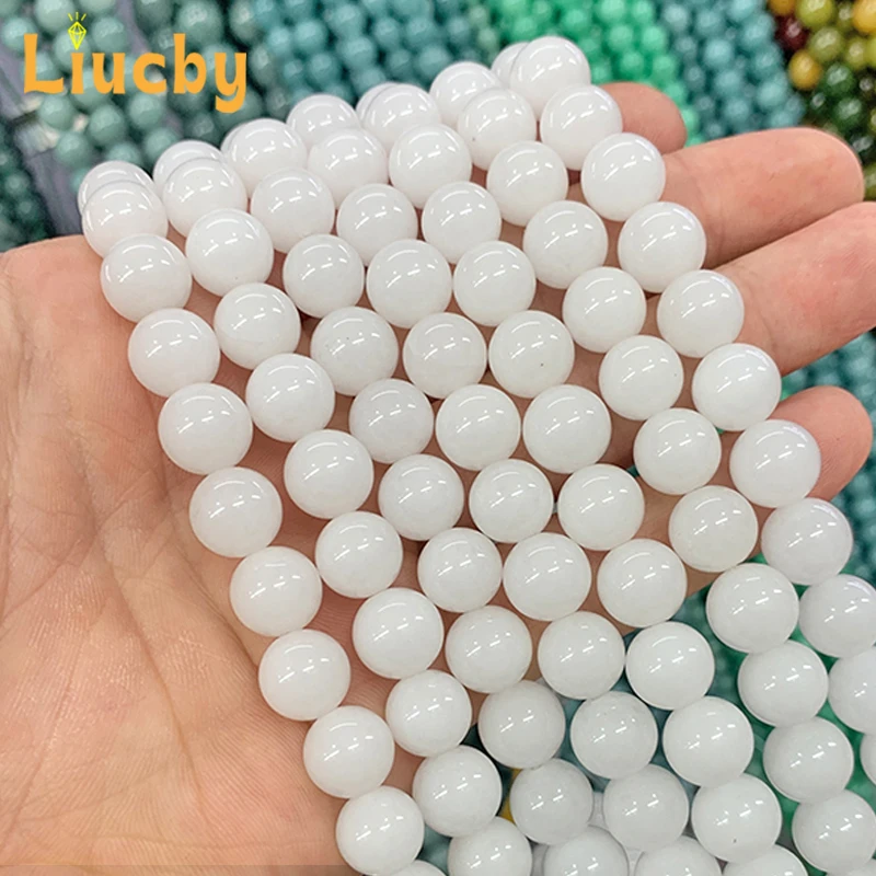 100% Natural stone white jade beads semi-finished products for Jewelry Making DIY Bracelets Necklace Earrings 15