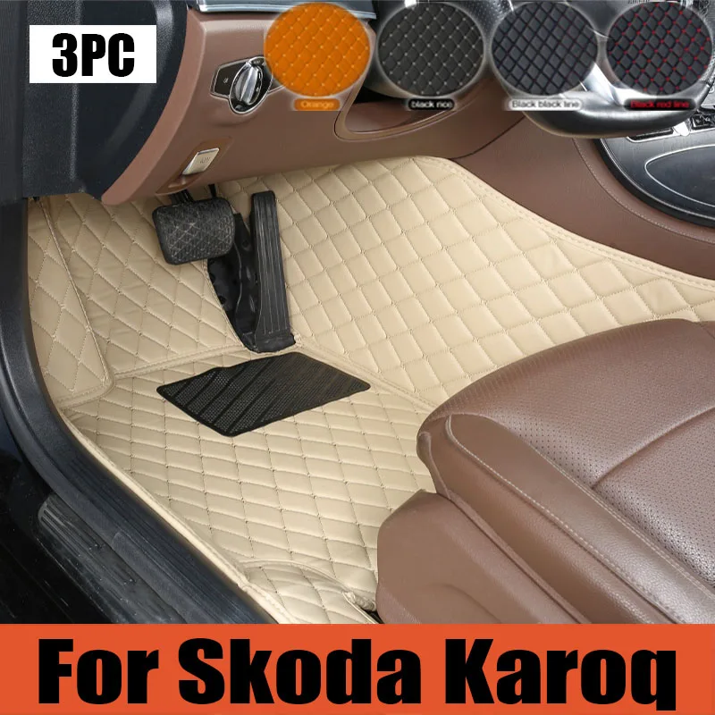 

Car Mats For Skoda Karoq NU7 2017~2022 Leather Floor Mat Auto Carpets Set Rugs Pad Interior Parts Car trunk mat 2018 2019 2020