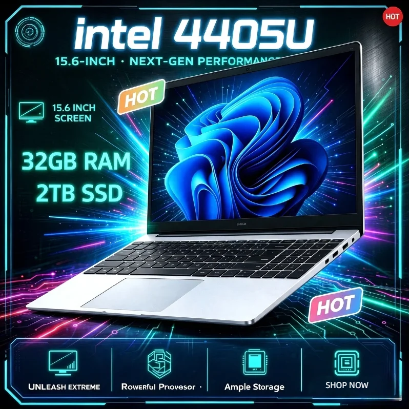 Intel Pentium 4405U 15.6 Inch Ultra Slim Portable Laptop 2C4T 2.1GHz 16GB DDR4 2TB SSD 1920x1080 Office Home Student Pro Core