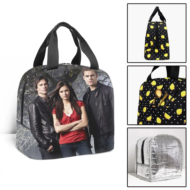 Trendy Popular Vampire Diaries Student Work Lunchbox Thermal insulation Food Lunch Bag 3D Printed Portable Handbags Ice Bags