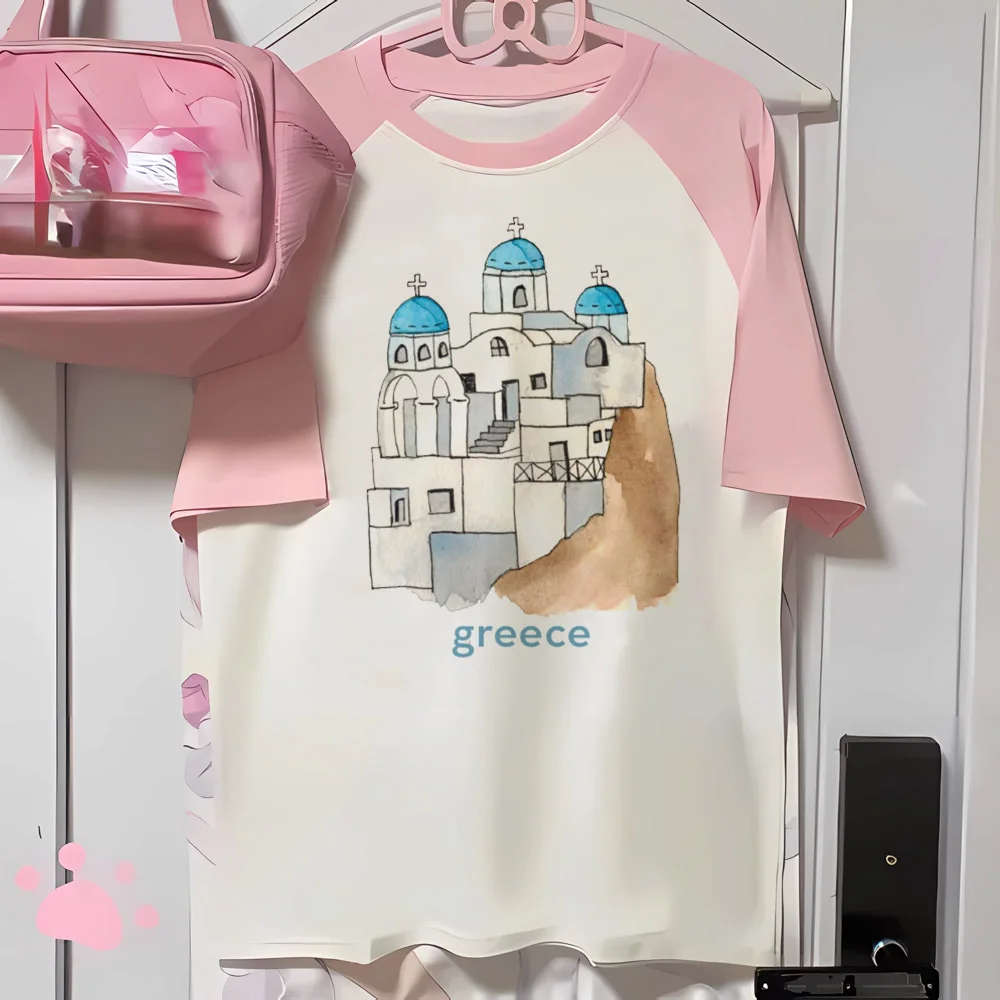 Greece t shirt women trendy top female harajuku streetwear comic clothes