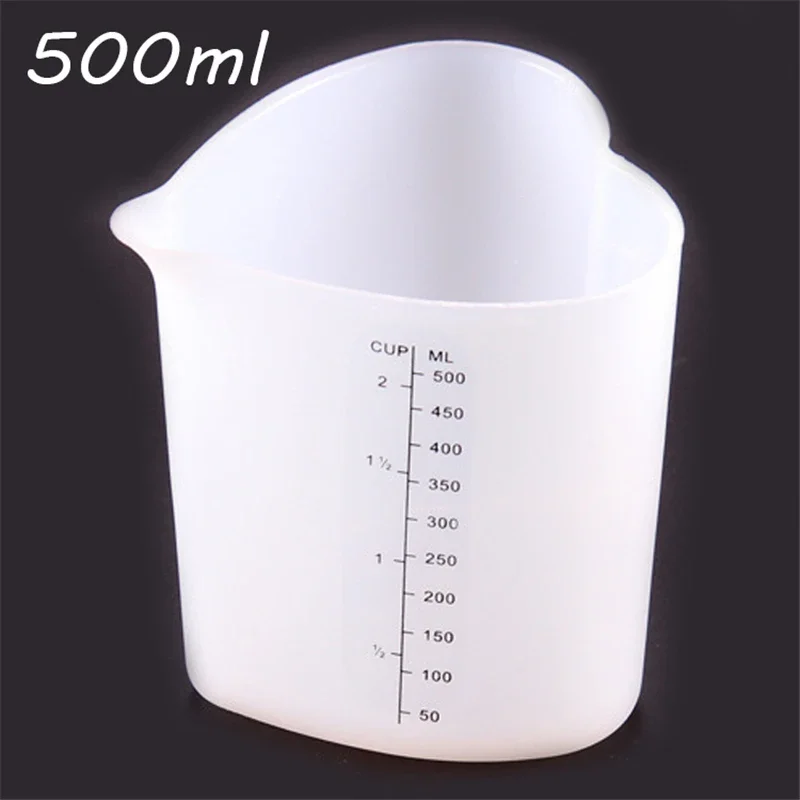 500ML Silicone Measuring Cups Heart Shape Thicken Soft Ovenproof Flexible Pinch Pour Cup Cake Baking Tools