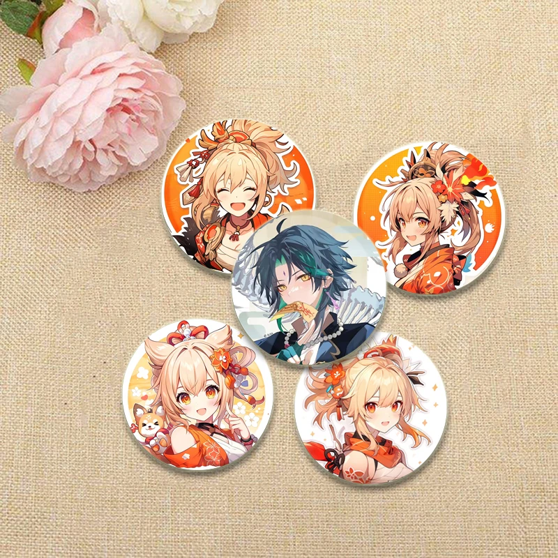 Genshin Impact Cartoon Style Badge Xiao/Venti/Yoimiya Brooches on Backpack Clothes Game Anime Enamel Pins for Gift Accessory